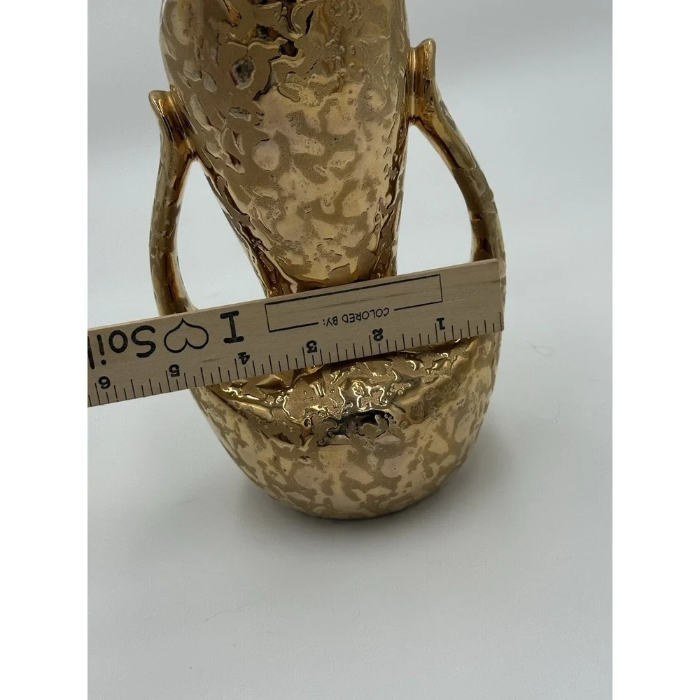 24  KT Weeping Gold Textured Ceramic Vase Glossy‎ Finish Made in U.S.A.